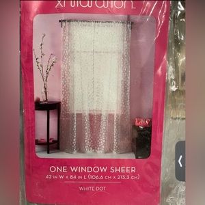 Xhilaration White Window Sheers with White Polka Dots - 3 Panels 42” x 84”